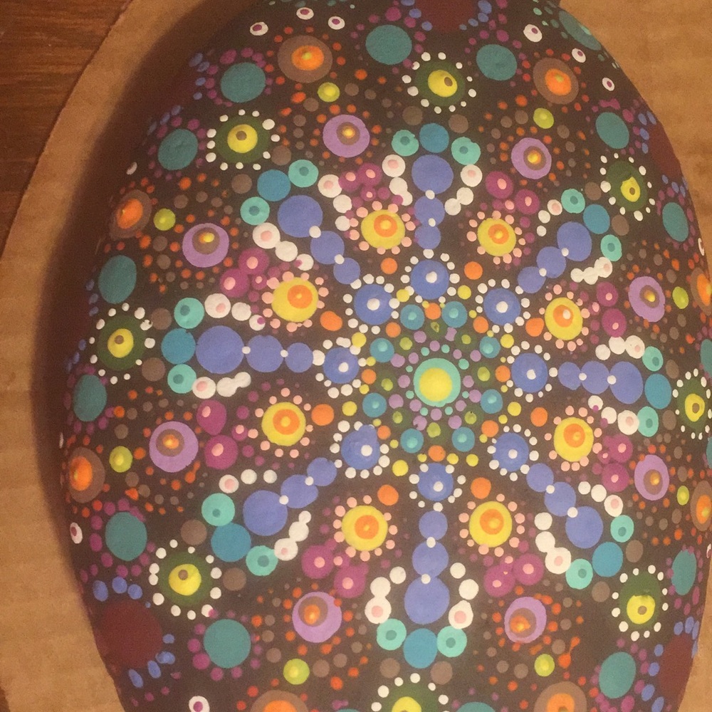 Hand painted mandala stone